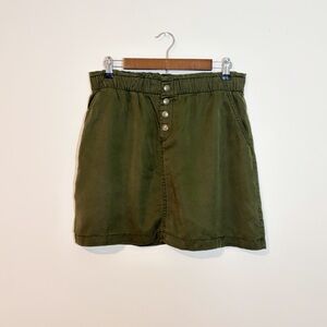 Loft Olive Green Button Front Pull On Skirt